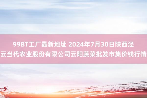 99BT工厂最新地址 2024年7月30日陕西泾云当代农业股份有限公司云阳蔬菜批发市集价钱行情