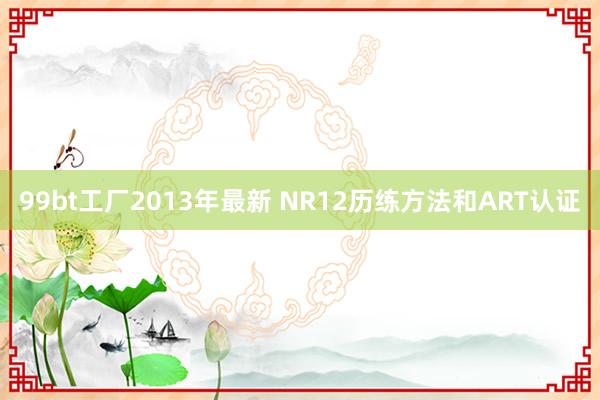 99bt工厂2013年最新 NR12历练方法和ART认证