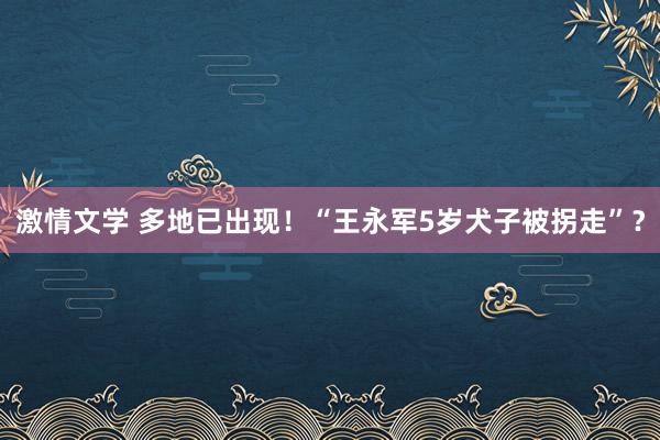 激情文学 多地已出现！“王永军5岁犬子被拐走”？