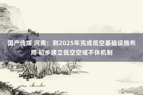 国产传媒 河南：到2025年完成低空基础设施布局 初步建立低空空域不休机制